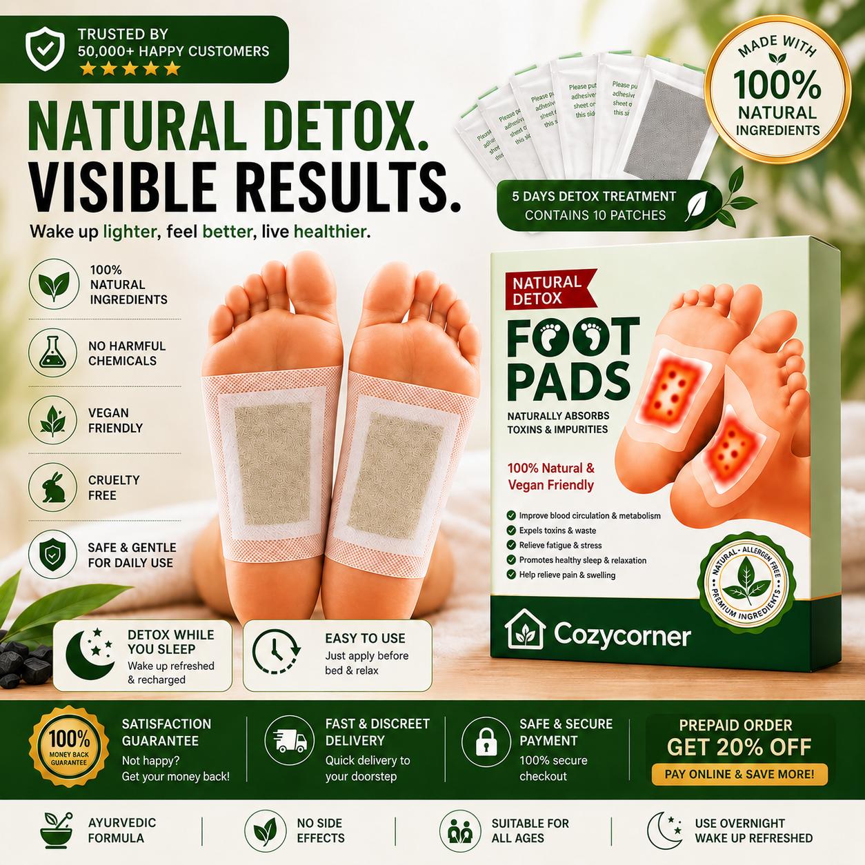 Cozycorner™ Detox Foot Patches Herbal🌿(Pack of 20) Buy 1 Get 1 FREE