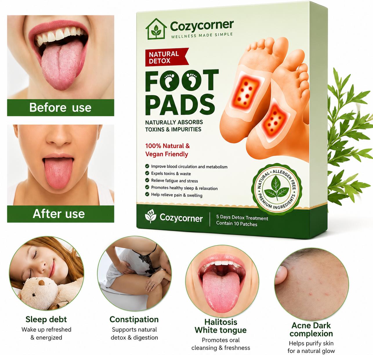 Cozycorner™ Detox Foot Patches Herbal🌿(Pack of 20) Buy 1 Get 1 FREE